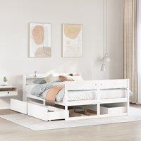 Berkfield Home Bed Frame without Mattress White 120x200 cm Solid Wood Pine | Size: Small Double