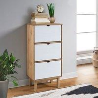 Berkfield Home Shoe Cabinet OTTA with 3 Drawers Brown&White Solid Wood Pine in White