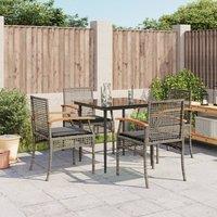 Berkfield Home 5 Piece Garden Dining Set with Cushions Grey Poly Rattan