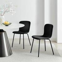 FurnitureboxUK 2 x Asti Black Velvet Dining Chairs