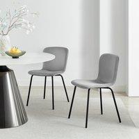 FurnitureboxUK 2 x Asti Black Velvet Dining Chairs in Grey