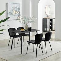 FurnitureboxUK Asti Grey Marble Ceramic Top Dining Table & 4 Black Asti Chairs | Size: 4 Person