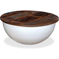 Coffee Table Solid Reclaimed Wood White Bowl Shape