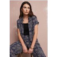 Long Tall Sally Women's Tall Tile Print Shirt in Dark Navy | Size: 20