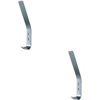Loops 2x Flat Bar One Piece Hat & Coat Hook 60mm Projecion Satin Stainless Steel in Metallics