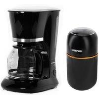Geepas 1.5L Filter Coffee Maker Machine & Grinder Combo in Black
