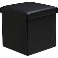 Snug City Faux Leather Storage Ottoman Storage Box With Lid Foldable - 38x38x38cm Square in Black | Size: Small