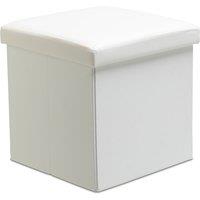 Snug City Faux Leather Storage Ottoman Storage Box With Lid Foldable - 38x38x38cm Square in White | Size: Small