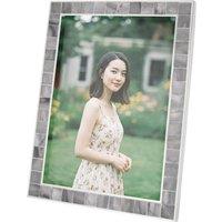 Happy Homewares Beautiful Grey Mother of Pearl 5 x 7 Picture Frame with Nickel Trim