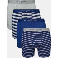 British Boxers Men's Pack of Four Navy & Grey Marl  Bamboo Stretch Trunks in Mid Grey | Size: XL