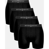 British Boxers Men's Pack of Four "Coal Black" Bamboo Stretch Trunks in Black | Size: XS