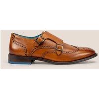 Oswin Hyde Men's Warren Leather Monk Strap Brogues in Tan | Size: 8
