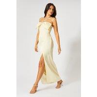MissPap Women's Satin Halter Neck Bow Maxi Dress in Yellow | Size: 8