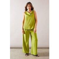 Wallis Women's Contrast Stripe Split Trouser in Lime | Size: 14