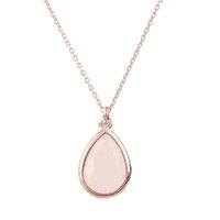 Latelita Women's Pisa Mini Teardrop Necklace Rosegold Rose Quartz in Pink