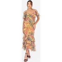 Anaya with Love Women's Floral Print Ruffle Midi Skirt | Size: 12