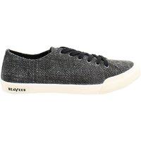 Seavees Women's Monterey Raffia Lace-Up Black Synthetic Plimsolls | Size: 6