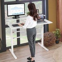 Costway 2-Tier Standing Computer Desk Sit to Stand Workstation Computer Table in White