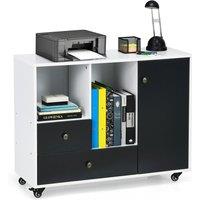 Costway 2-Drawer Mobile File Cabinet Rolling Printer Stand w/ 2 Open Storage Compartment in Black