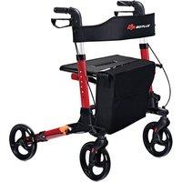 Costway Folding Rollator Walker Aluminum Rolling Walker Safety Mobility Aid Wheelchair in Red