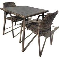 Rattan Garden Dining Set, 84x84 CM Square Table Armchairs Set