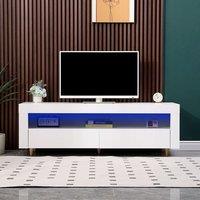Moderna TV Stand Cabinet with LED White Gloss 140cm