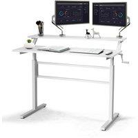 Costway 2-Tier Standing Computer Desk Sit to Stand Workstation Ergonomic Computer Table in White