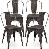 Costway Metal Dining Chair Set of 4 Indoor Stackable Kitchen Chairs in Dark Grey