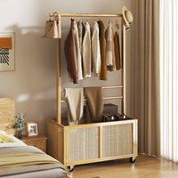 Bamboo Clothing Garment Rack Storage Shelf Coat Clothes Hanging Rack