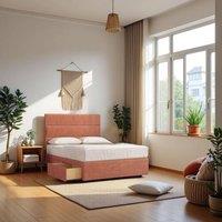 Knight Sleep York Bed & Padded Headboard With Hybrid Sprung Orthopaedic Mattress in Pink | Size: Small Single