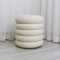 CARME HOME Daisy Ivory Teddy fabric Storage Stool