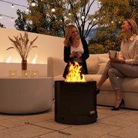 OUTSUNNY Outdoor Round Fire Pit with Ash Tray & Fire Poker, Black