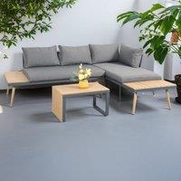 Outdoor Living Belmont Metal & Contemporary Poly-Wood Sectional Corner Garden Set in Grey
