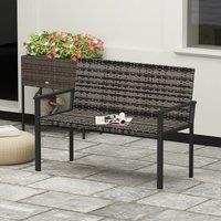 OUTSUNNY Rattan Garden Bench Loveseat with Quick-Drying Padding in Grey | Size: 2 Seater