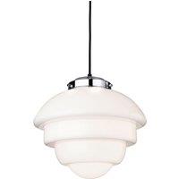 Netlighting Art 1 Light Ceiling Pendant Chrome Opal White Glass E27 in Grey