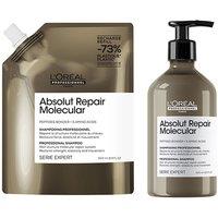 L'Oreal Professionnel Absolut Repair Molecular Hair Shampoo & Refill Pack 500ml Duo in Clear