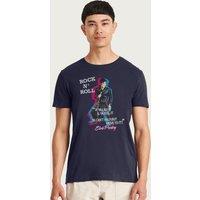 Elvisly Yours Men's Rock N Roll Elvis Presley Quote T-Shirt in Navy | Size: 2XL