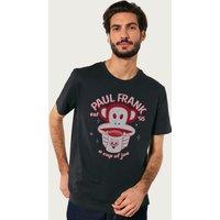 Paul Frank Men's Red A Cup Of Joe Coffee Julius Monkey T-Shirt in Black | Size: Medium