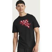 Paul Frank Men's Diner Red Chequered Tile T-Shirt in Black | Size: Medium