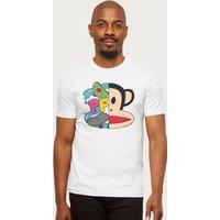 Paul Frank Men's Julius Skateboard Face Logo T-Shirt in White | Size: Small