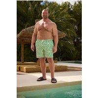 BadRhino Men's Geometric Swim Shorts in Green | Size: 1XL