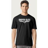 Sniper Elite Men's White Logo T-Shirt in Black | Size: Medium