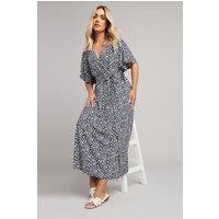 Yours Women's Abstract Wrap Dress in Dark Navy | Size: 26-28