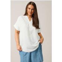 Evans Women's Half Placket Blouse in White | Size: 30-32