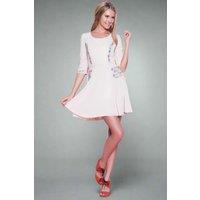 Cutie London Women's Embroidered Detail Dress in Cream | Size: 10