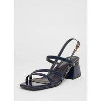 Quiz Women's Navy Sling Back Heeled Sandals | Size: 4
