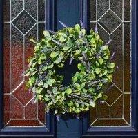 Marco Paul Fake Lavender Flowers Welcome Door Wreath in Green