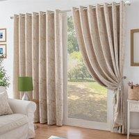 Luxury Living Chenille Jacquard Lined Ring Top Eyelet Curtains in Cream | Size: 117 cm width x 183 cm drop