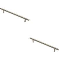 Loops 2x Round T Bar Pull Handle 210 x 10mm 160mm Fixing Centres Stainless Steel in Metallics