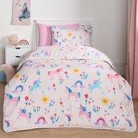 OHS Coverless 10.5 Tog Unicorn Duvet Pillowcase Quilt Travel Soft Bedding Set in Pink | Size: Single